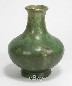 Fulper Pottery mottled matte green black jug vase arts & crafts