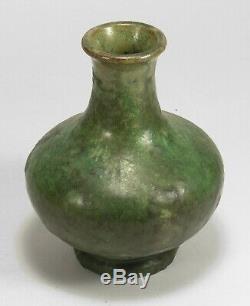 Fulper Pottery mottled matte green black jug vase arts & crafts