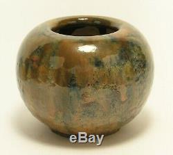 Fulper Pottery spherical vase curdled brown over blue shape 61 arts & crafts