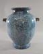 Fulper Two Handle Arts And Crafts Pottery Vase Crystaline Glaze Blue / Brown 12