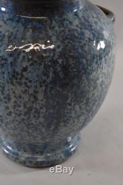 Fulper Two Handle Arts And Crafts Pottery Vase Crystaline Glaze Blue / Brown 12