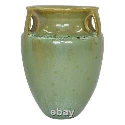 Fulper Vintage Arts And Crafts Pottery Green Flowing Crystalline Bullet Vase 530