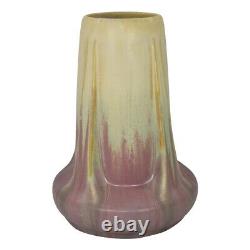 Fulper c1917 Arts And Crafts Pottery Matte Ivory To Wisteria Buttressed Vase 47