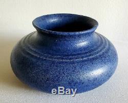 GRUEBY Indigo BLUE pottery VASE bowl BOSTON Arts & Crafts Mint Condition