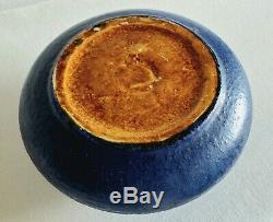 GRUEBY Indigo BLUE pottery VASE bowl BOSTON Arts & Crafts Mint Condition