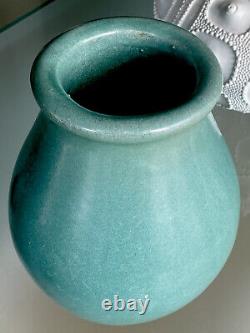 Galloway 12 Arts & Crafts Matte Turquoise Garden Pottery Vase, Dated 1933