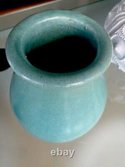 Galloway 12 Arts & Crafts Matte Turquoise Garden Pottery Vase, Dated 1933