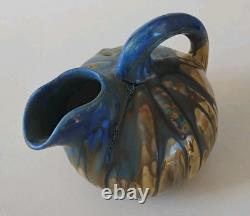 Gilbert Metenier French Arts & Crafts Drip Glaze Art Pottery Ball Pitcher