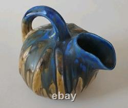 Gilbert Metenier French Arts & Crafts Drip Glaze Art Pottery Ball Pitcher