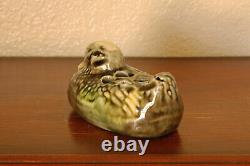 Gorgeous Antique Brush-McCoy Arts & Crafts Duck Flower Frog Majolica Ware #062