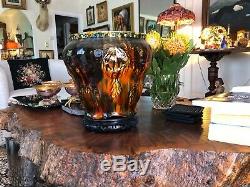 Gorgeous Antique Upbeat Arts & Crafts Era Rich Glazed Pottery 10x10 Jardiniere