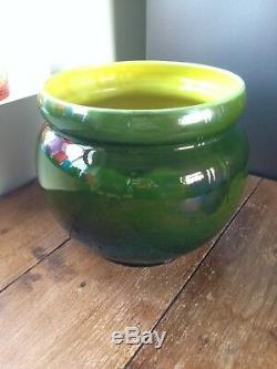 Gorgeous Large Arts & Crafts Green Lustre Pottery Jardiniere Planter Plant Pot