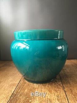 Gorgeous Large Arts & Crafts Turquoise Blue Pottery Jardiniere Planter Plant Pot