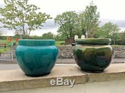 Gorgeous Large Arts & Crafts Turquoise Blue Pottery Jardiniere Planter Plant Pot