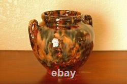 Gorgeous Vintage Brush-McCoy Arts & Crafts 2-Handled Fawn Vase #717 Brown Onyx