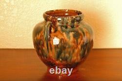 Gorgeous Vintage Brush-McCoy Arts & Crafts 2-Handled Fawn Vase #717 Brown Onyx
