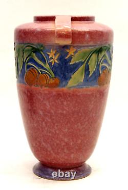 Great Roseville Art Pottery 12 Baneda Arts & Crafts Vase, Pink With Foil Label