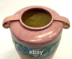 Great Roseville Art Pottery 12 Baneda Arts & Crafts Vase, Pink With Foil Label