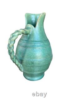 Green FULPER Hand Built Pitcher, American Art Pottery, Arts & Crafts, Boho, 1910