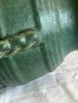 Green FULPER Hand Built Pitcher, American Art Pottery, Arts & Crafts, Boho, 1910