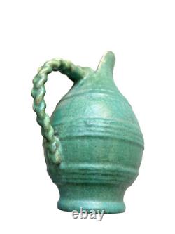 Green FULPER Hand Built Pitcher, American Art Pottery, Arts & Crafts, Boho, 1910