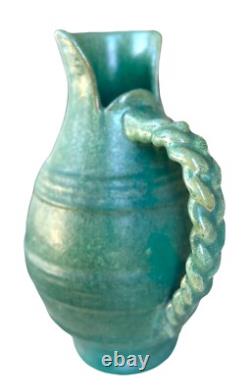 Green FULPER Hand Built Pitcher, American Art Pottery, Arts & Crafts, Boho, 1910
