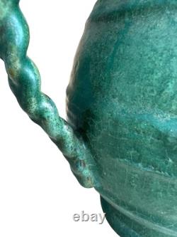 Green FULPER Hand Built Pitcher, American Art Pottery, Arts & Crafts, Boho, 1910