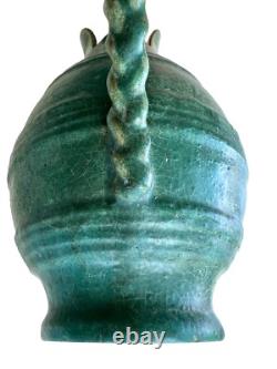 Green FULPER Hand Built Pitcher, American Art Pottery, Arts & Crafts, Boho, 1910