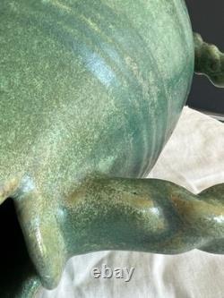 Green FULPER Hand Built Pitcher, American Art Pottery, Arts & Crafts, Boho, 1910