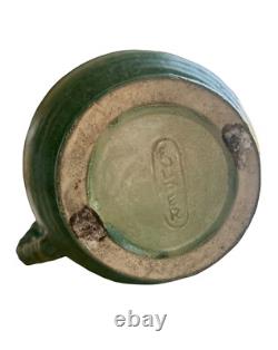 Green FULPER Hand Built Pitcher, American Art Pottery, Arts & Crafts, Boho, 1910