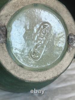 Green FULPER Hand Built Pitcher, American Art Pottery, Arts & Crafts, Boho, 1910