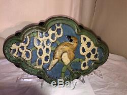 Greuby Faience Art Pottery Bird Tile-c1910-Arts and Crafts/Art Deco