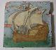 Grueby Faience Galleon Ship Tile Arts & Crafts Rare Pottery Green No Reserve