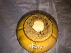 Grueby Ochre Yellow Pottery Vase-Arts & Crafts-Spade Leaves-Boston/Early 1900s