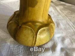 Grueby Ochre Yellow Pottery Vase-Arts & Crafts-Spade Leaves-Boston/Early 1900s