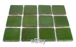 Grueby Pottery 12 tiles matte green arts & crafts good 4 Gustav Stickley table
