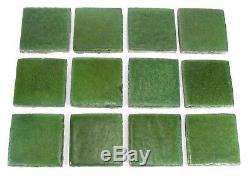 Grueby Pottery 12 tiles matte green arts & crafts good 4 Gustav Stickley table