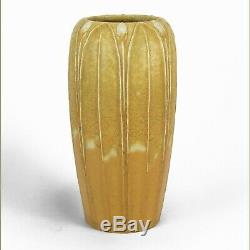 Grueby Pottery 2 color 11 matte yellow leaf & bud vase Arts & Crafts Boston