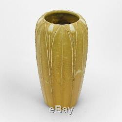 Grueby Pottery 2 color 11 matte yellow leaf & bud vase Arts & Crafts Boston