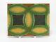 Grueby Pottery 4 Color Ring Tile Matte Green Yellow Brown Blue Arts & Crafts