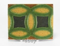 Grueby Pottery 4 color ring tile matte green yellow brown blue Arts & Crafts