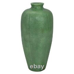Grueby Pottery Mottled Matte Green Broad Shouldered Arts And Crafts Vase