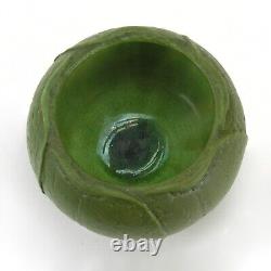 Grueby Pottery matte green 5 overlapping leaf sphere vase Arts & Crafts Boston