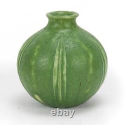 Grueby Pottery matte green 5 spike leaf sphere vase Arts & Crafts Boston