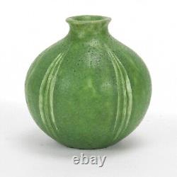 Grueby Pottery matte green 5 spike leaf sphere vase Arts & Crafts Boston