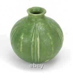 Grueby Pottery matte green 5 spike leaf sphere vase Arts & Crafts Boston