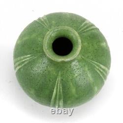 Grueby Pottery matte green 5 spike leaf sphere vase Arts & Crafts Boston