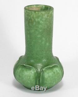 Grueby Pottery matte green bulbous bottom 5 low leaf vase Arts & Crafts Boston
