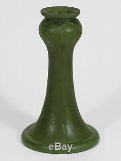 Grueby Pottery matte green overlapping leaf candlestick lamp base Arts & Crafts