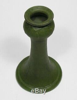 Grueby Pottery matte green overlapping leaf candlestick lamp base Arts & Crafts